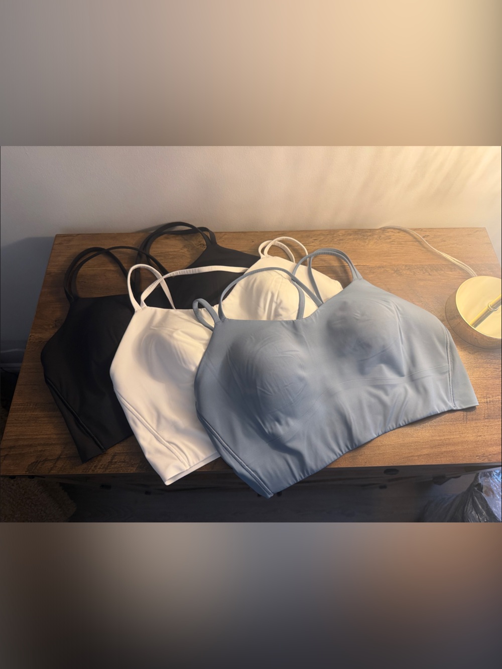 lululemon athletica Strappy Seamless Bras ā Black, White, Light Blue